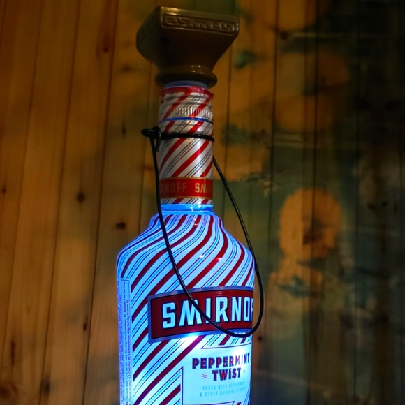 Hanging Solar Bottle Light ~ Peppermint Smirnoff Lantern - Picture 4 of 6